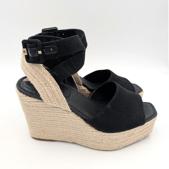 Sam Edelman Vada Wedge Ankle Strap Sandal Women's Black Size US10 EU40 - Picture 3 of 10